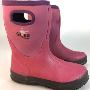 Glosh Bogs Kids Girls 3 Pink Rubber Rain Snow Boots Barbiecore